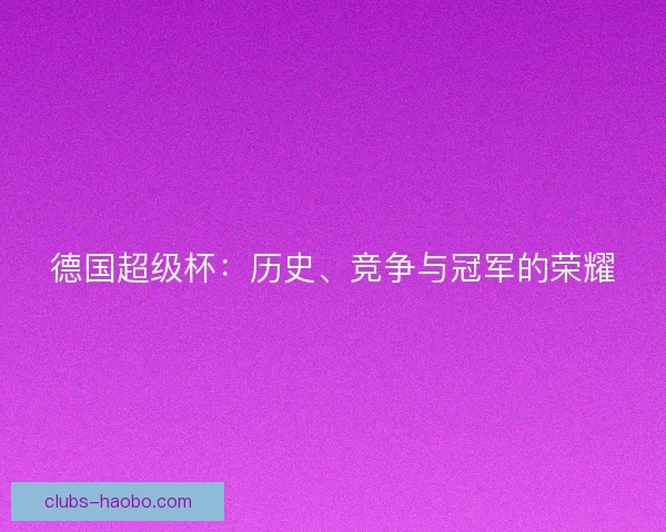 德国超级杯：历史、竞争与冠军的荣耀